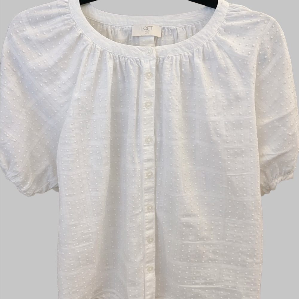 LOFT White Textured Blouse